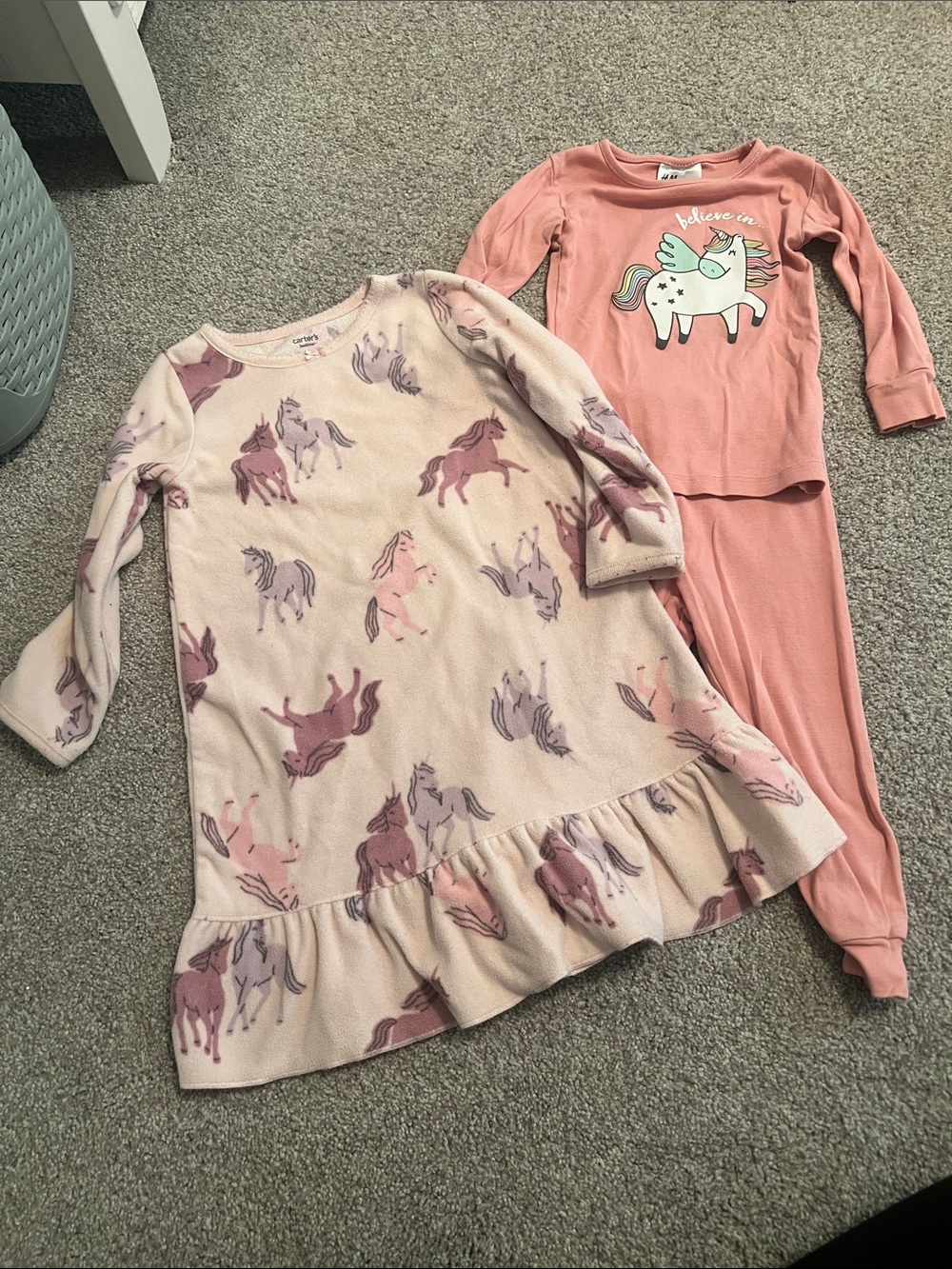 H&M Pink Unicorn & Horse Print Girls Pajama Set
